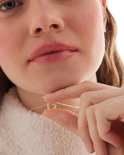 Půvabný stříbrný náhrdelník Srdíčko s perličkami Sera A5575-00HG