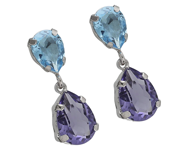 Slušivé visací náušnice s modrými krystaly Glory A4905-12HT