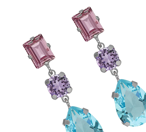 Stříbrné visací náušnice s barevnými krystaly Bay A4892-MHT