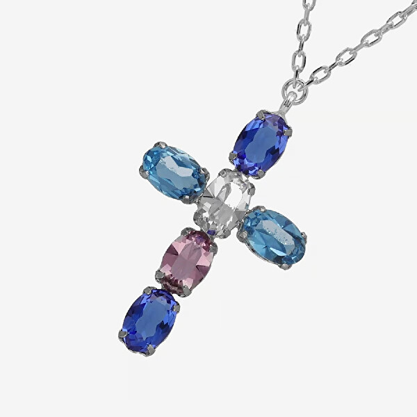 Collana da donna in argento Croce con cristalli Harmony A4691-08HG