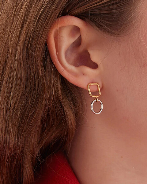 Visací bicolor náušnice ze stříbra Nivola A5506-BT