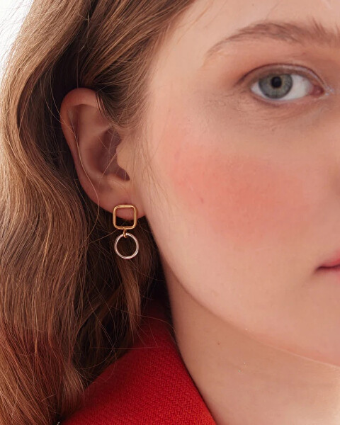 Visací bicolor náušnice ze stříbra Nivola A5506-BT