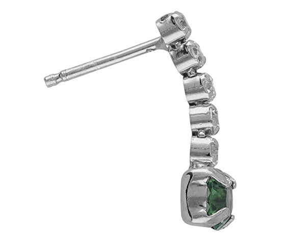 Třpytivé visací náušnice se zeleným krystalem Shine A4669-20HT