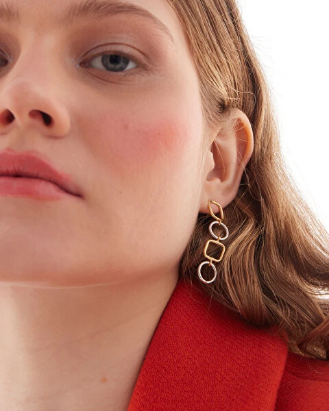 Výrazné visací bicolor náušnice ze stříbra Nivola A5507-BT