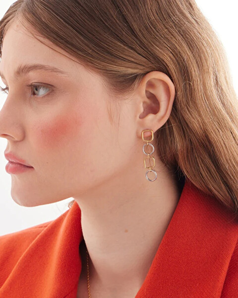 Výrazné visací bicolor náušnice ze stříbra Nivola A5507-BT