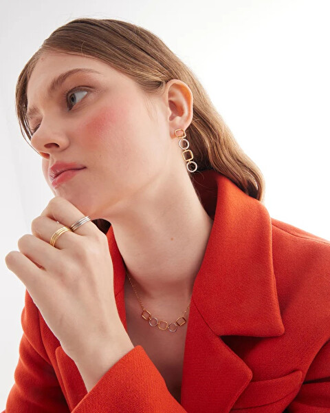 Výrazné visací bicolor náušnice ze stříbra Nivola A5507-BT