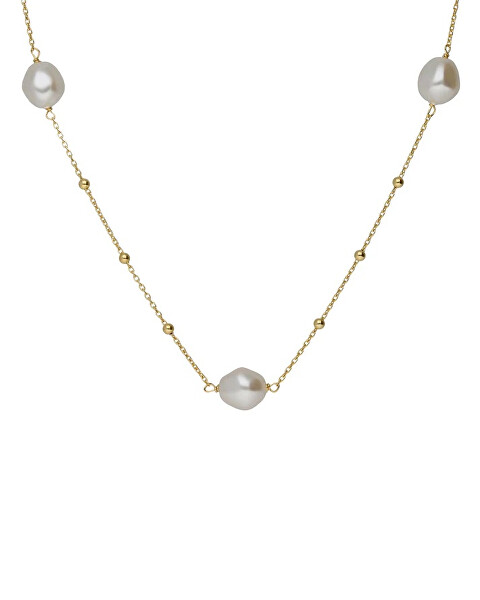 Dlouhý pozlacený náhrdelník se syntetickými perlami Sera A5566-00DG