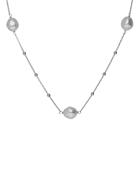 Dlouhý stříbrný náhrdelník se syntetickými perlami Sera A5566-00HG