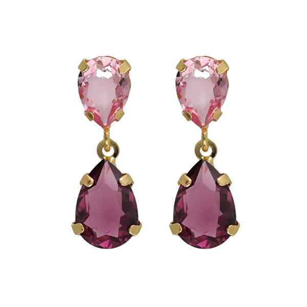 Eleganti orecchini pendenti con cristalli rosa Glory A4905-26DT