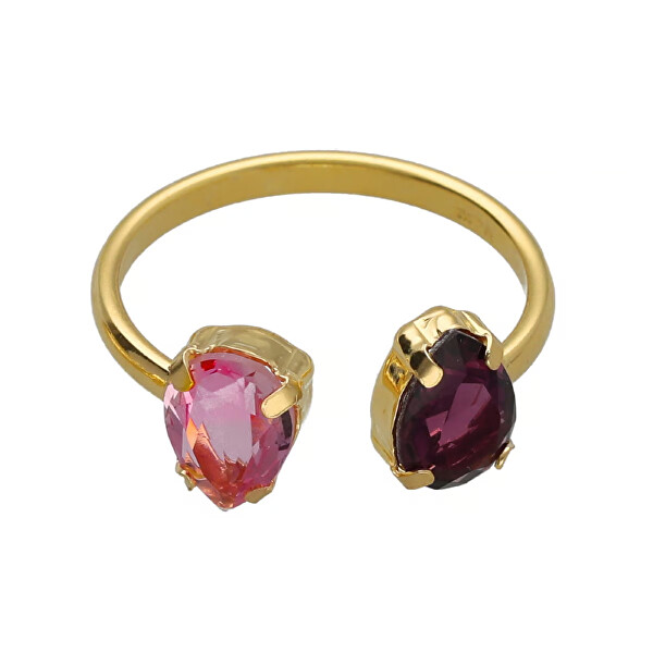 Anello aperto placcato oro con cristalli rosa Glory A4904-26DA