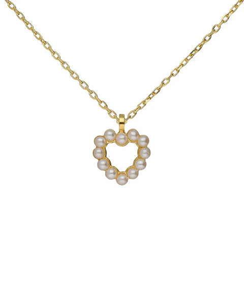 Půvabný pozlacený náhrdelník Srdíčko s perličkami Sera A5575-00DG