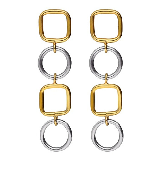 Výrazné visací bicolor náušnice ze stříbra Nivola A5507-BT