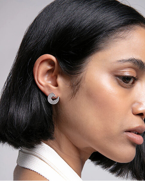 Designové stříbrné náušnice se zirkony Elegant 9128E000-30