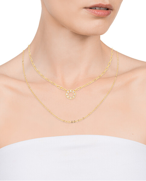 Elegante collana doppia placcata in oro 13037C100-36
