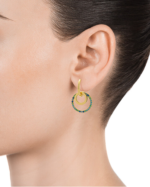 Verspielte vergoldete Ohrringe Kreise 2 in 1 Elegant 13052E100-32
