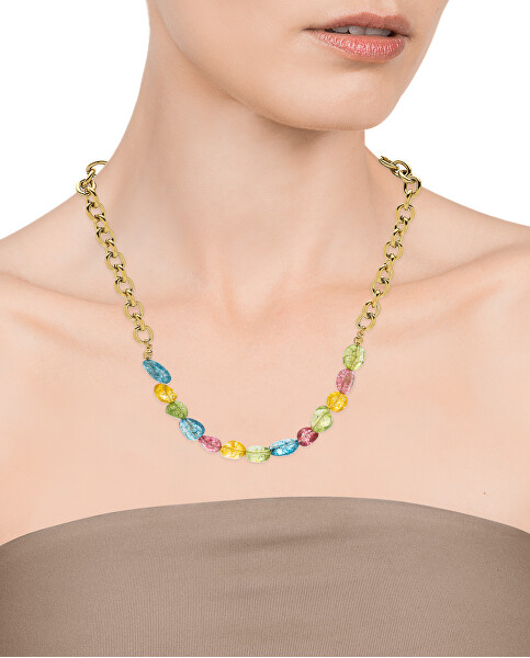 Verspielte vergoldete Halskette mit Kristallen Chic 1391C01019