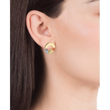 Modische vergoldete Ohrringe mit Zirkonen 15109E000-36