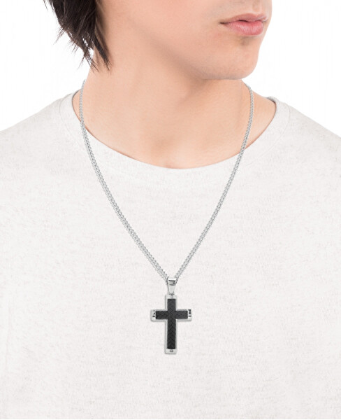 Nadčasový oceľový náhrdelník s krížikom Magnum 15111C01010