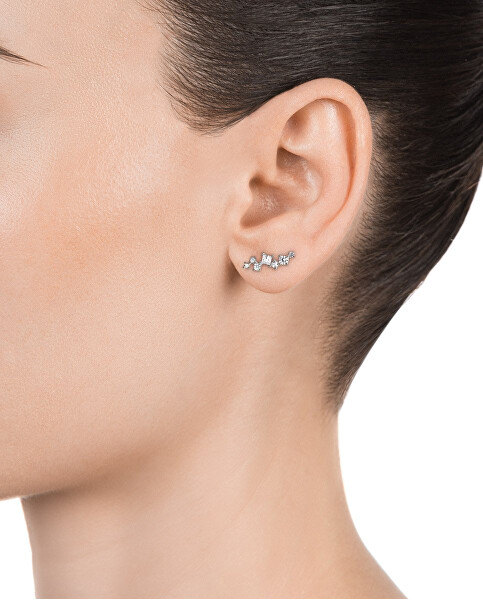 Delicati orecchini longitudinali in argento con zirconi Elegant 13001E000-30