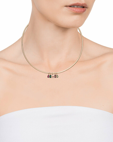 Pozlacený pevný náhrdelník s kubickými zirkony Chic 14027C01012