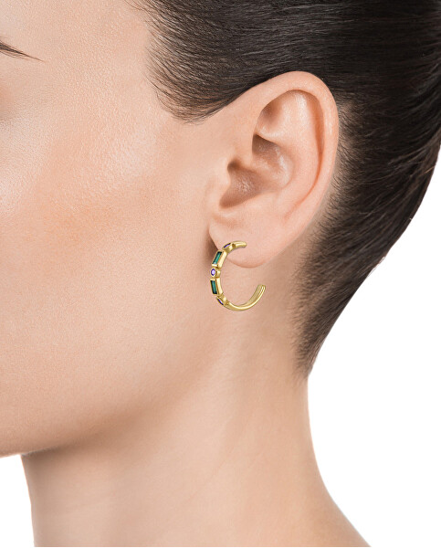 Gyönyörű aranyozott fülbevaló cirkónium kövekkel Elegant 9120E100-39