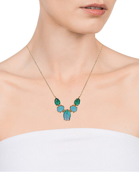Překrásný pozlacený náhrdelník s krystaly Elegant 13168C100-59