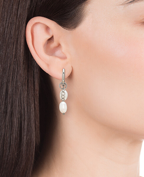 Bezaubernde runde Ohrringe mit Perlen 2 in 1 Chic 1338E01010