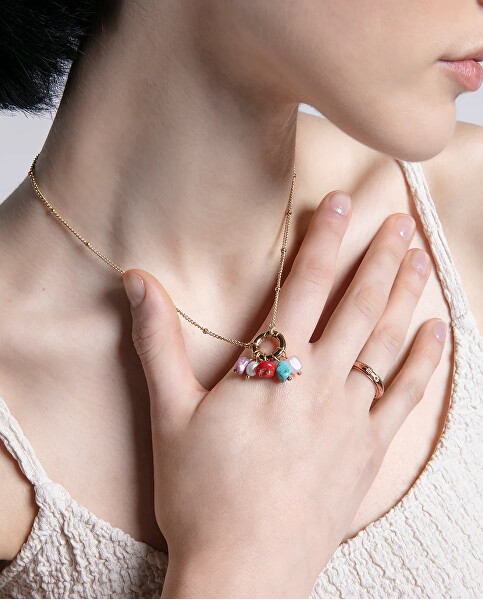 Pozlátený dámsky náhrdelník s kamienkami Chic 14157C01019