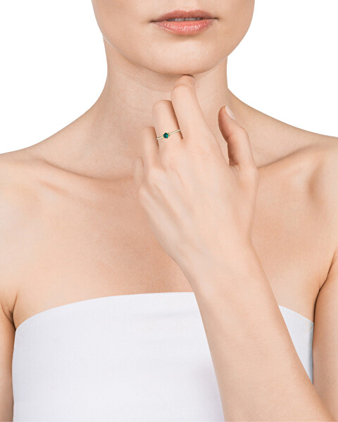 Bellissimo anello placcato oro con zirconi verdi Clasica 9115A01