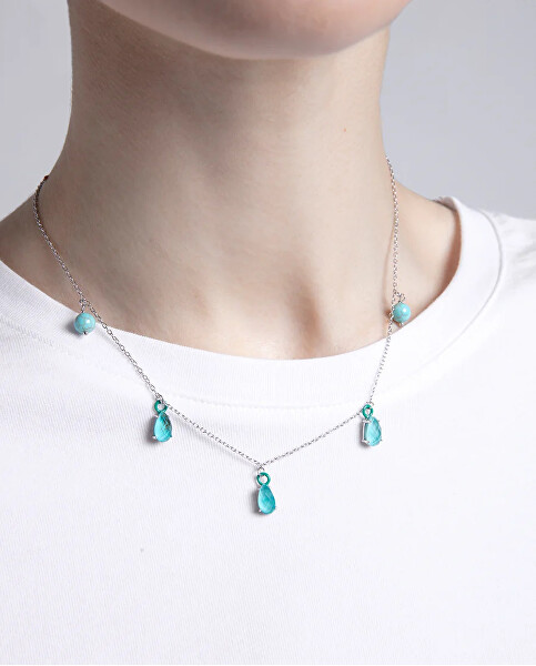 Pôvabný strieborný náhrdelník s príveskami Elegant 13197C000-93