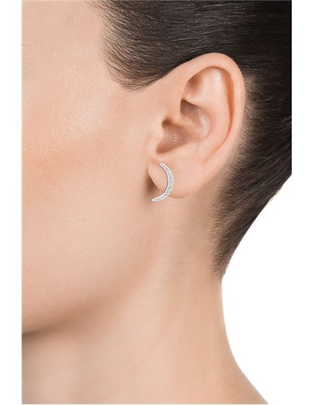 Silberne asymmetrische Ohrringe mit Zirkonen  71061E000-30