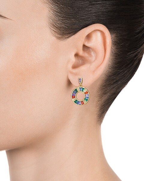 Stílusos aranyozott fülbevalók cirkónium kövekkel Elegant 15115E000-39