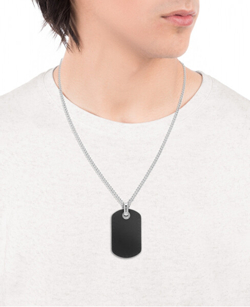 Stilvolle Halskette mit Leder-Erkennungsmarke 15108C01010