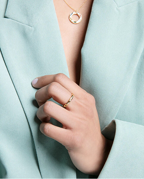 Štýlový pozlátený prsteň so zirkónmi Elegant 13208A014-39