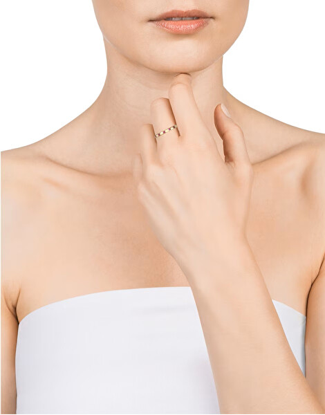 Elegante anello placcato oro con zirconi rosa Trend 9119A01