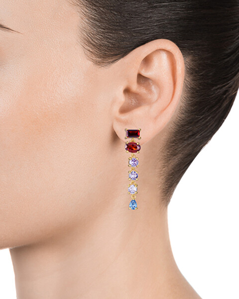 Trendy aranyozott fülbevaló cirkónium kövekkel Elegant 9100E100-39