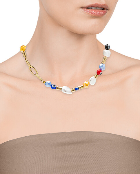 Veselý pozlacený náhrdelník Kiss 1392C01019