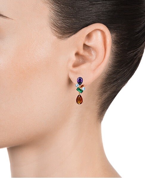 Markante vergoldete Ohrringe mit Kristallen Elegant 13096E100-39