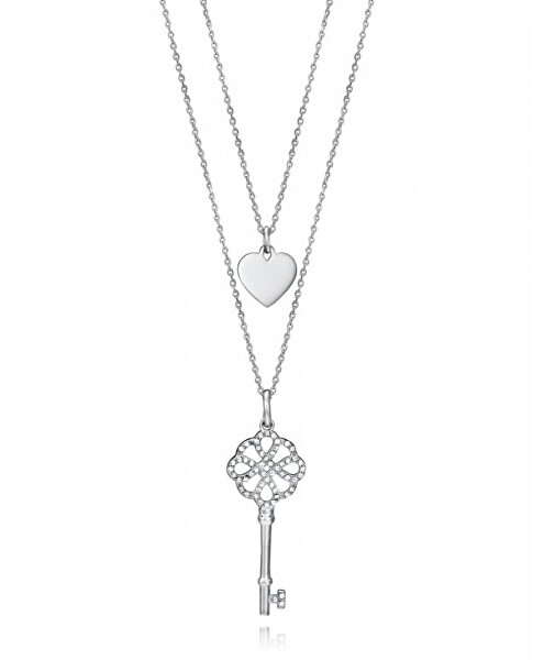 Dvojitý ocelový náhrdelník s přívěsky Fashion 15063C01010