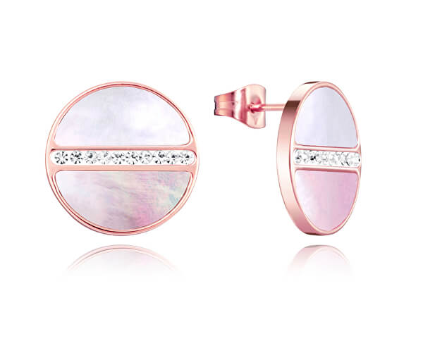 Eleganti orecchini placcati in oro rosa con perle e zirconi Chic 75075E01012