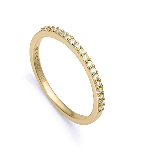 Elegantný pozlátený prsteň so zirkónmi Clasica 9118A012