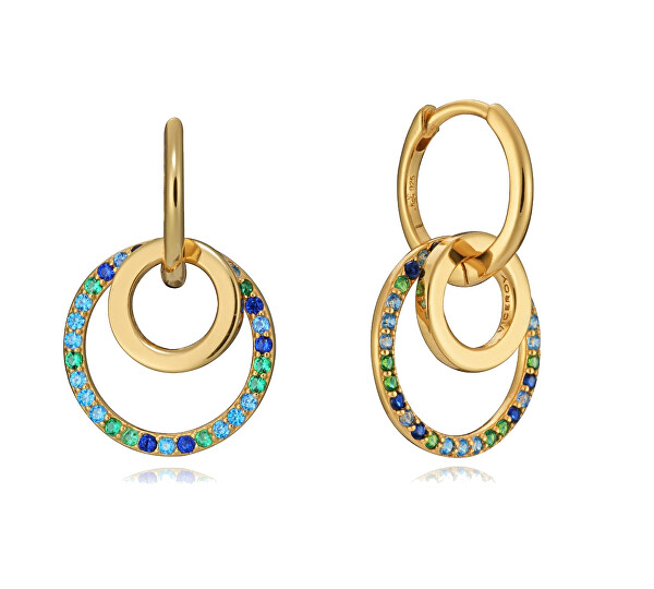 Verspielte vergoldete Ohrringe Kreise 2 in 1 Elegant 13052E100-32
