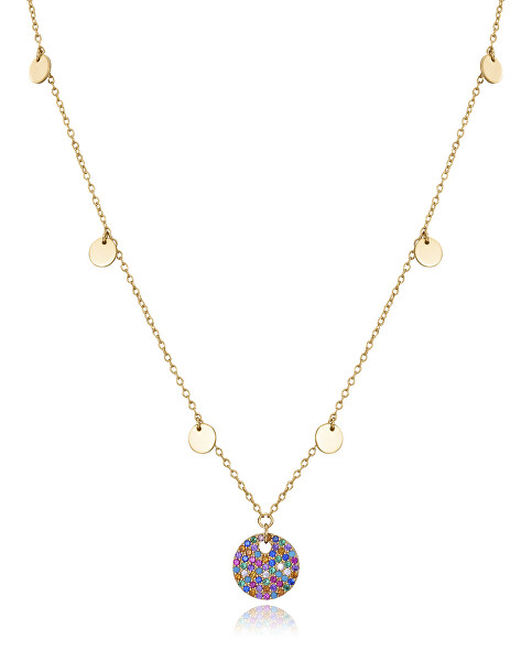 Collana fantasiosa placcata in oro con cristalli colorati Elegant 13071C100-39
