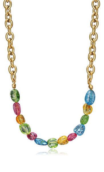 Hravý pozlátený náhrdelník s krištáľmi Chic 1391C01019