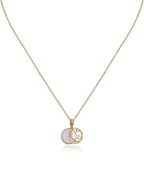 Hravý pozlátený náhrdelník so zirkónmi Elegant 13080C100-90