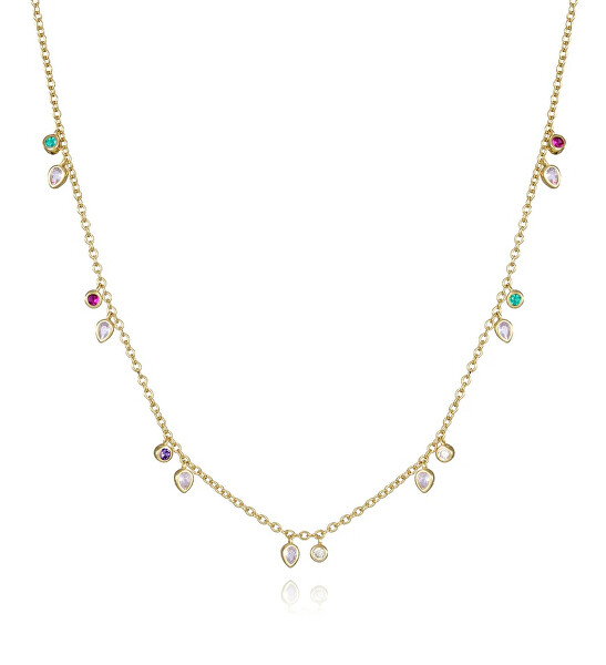 Hravý pozlátený náhrdelník so zirkónmi Trend 9122C100-39