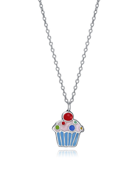 Hravý stříbrný dívčí náhrdelník Cupcake Sweet 5113C000-19 (řetízek, přívěsek)