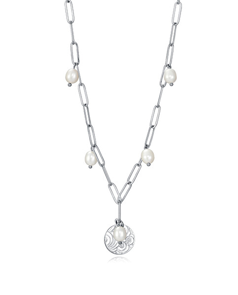 Krásny strieborný náhrdelník s perličkami Chic 75274C01000