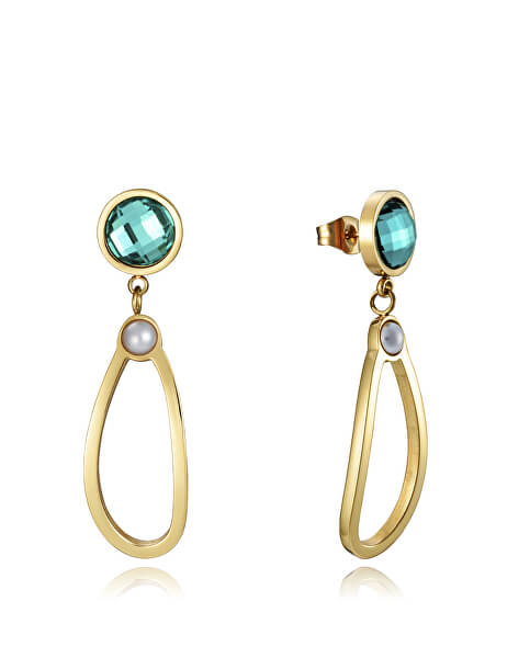 Luxuriöse vergoldete Ohrhänger mit Strasssteinen  15092E01012