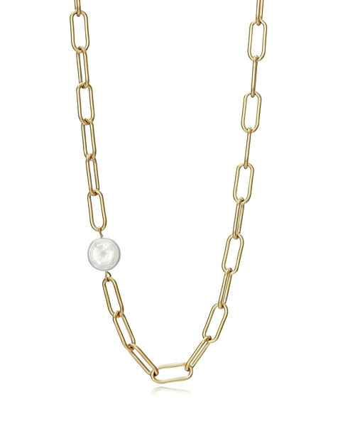 Nadčasový pozlacený náhrdelník s perlou Chic 1317C01012